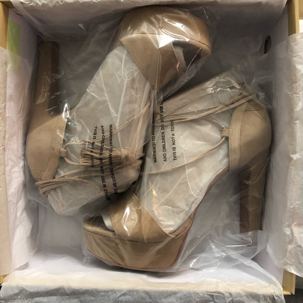 Michael Kors suede nude platform heels